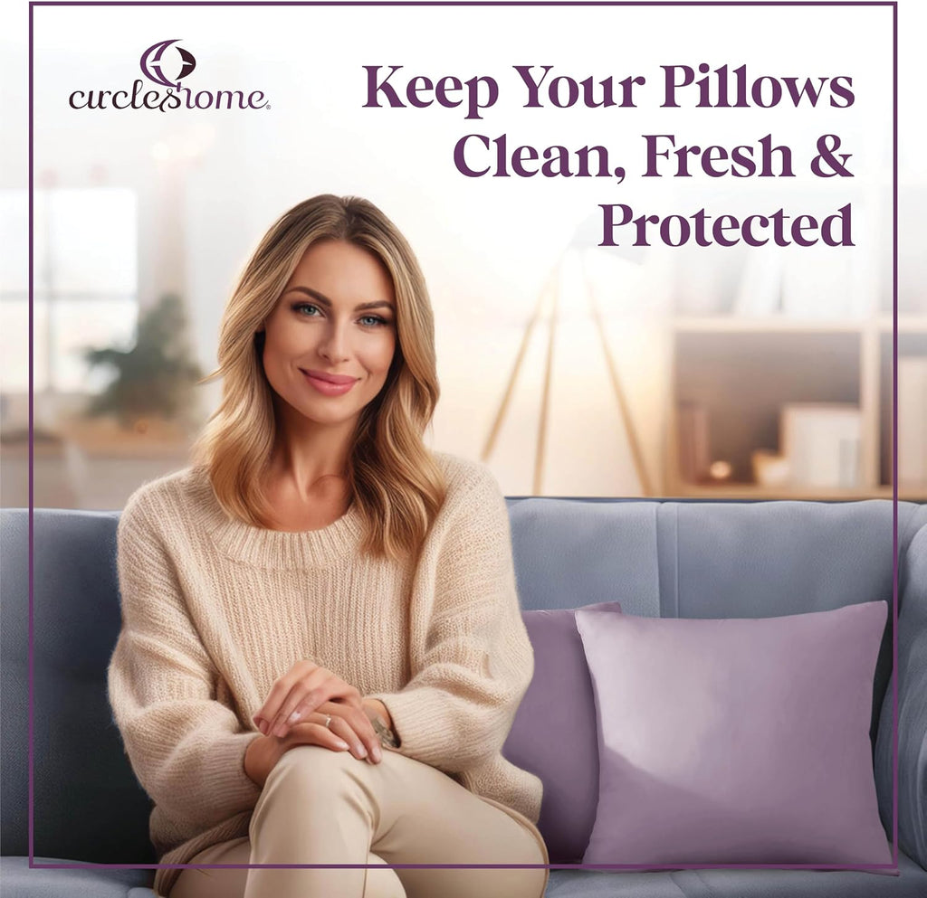 CIRCLESHOME Throw Pillow Protectors - 100% Cotton Breathable Pillowcases - 18 X 18 Square Pillowcases - Protects Pillows from Dirt, Dust…