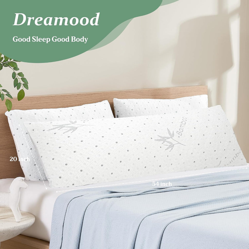 Dreamood Body Pillow Firmer 3200g 100% Shredded Memory Foam Body Pillows for Adults Side Sleeper Pregnancy Full Body Pillow 20x54 inch Adju…
