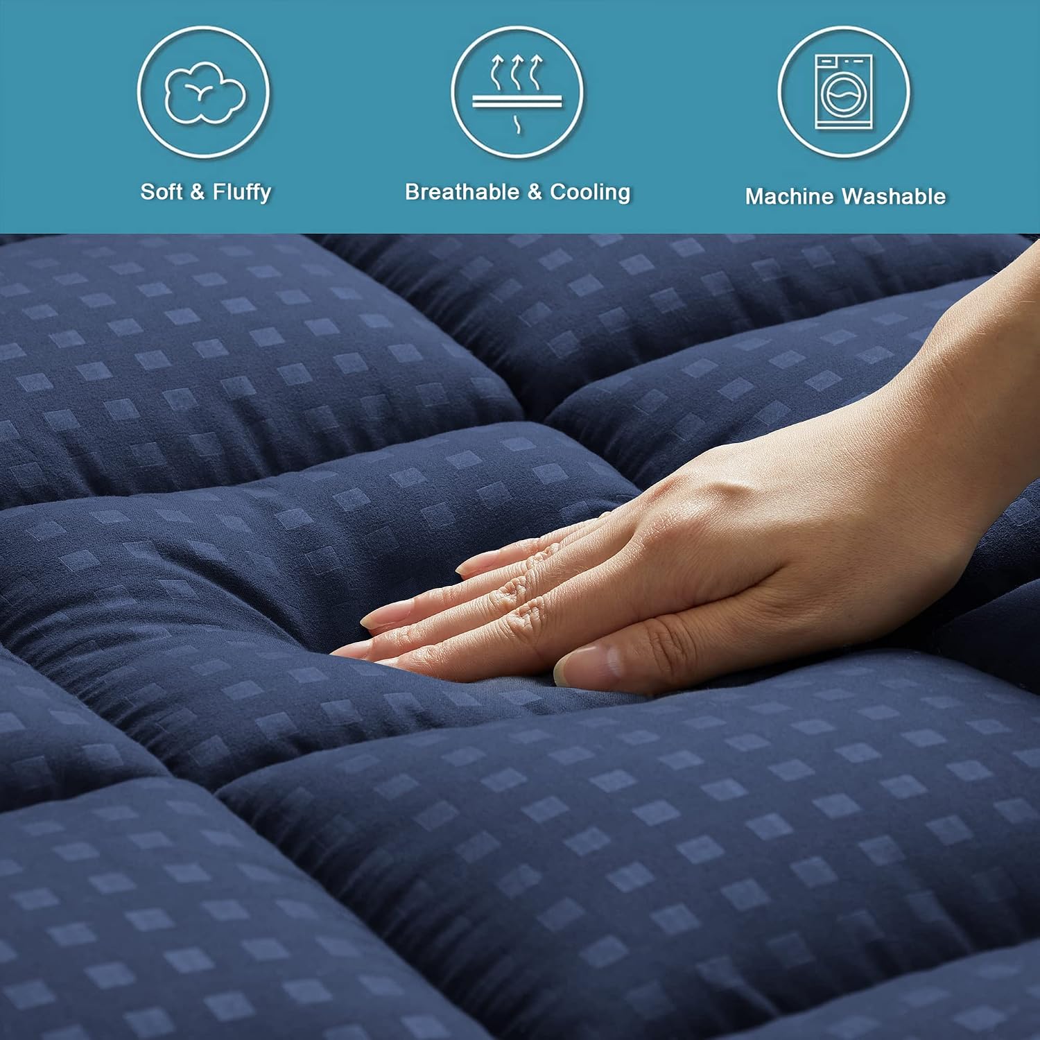 HYLEORY Twin Mattress Pad Quilted Fitted Mattress Protector Cooling Pillow Top Mattress Cover Breathable Fluffy Soft Mattress Topper with…