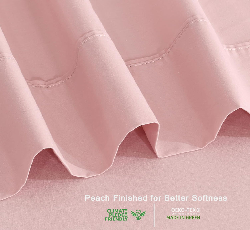 Ruvanti 100% Cotton Organic Percale Sheets Cal King Size – Crisp Cooling Bed Sheets for Hot Sleepers, Deep Pocket 13”, Soft Peach Finish, B…