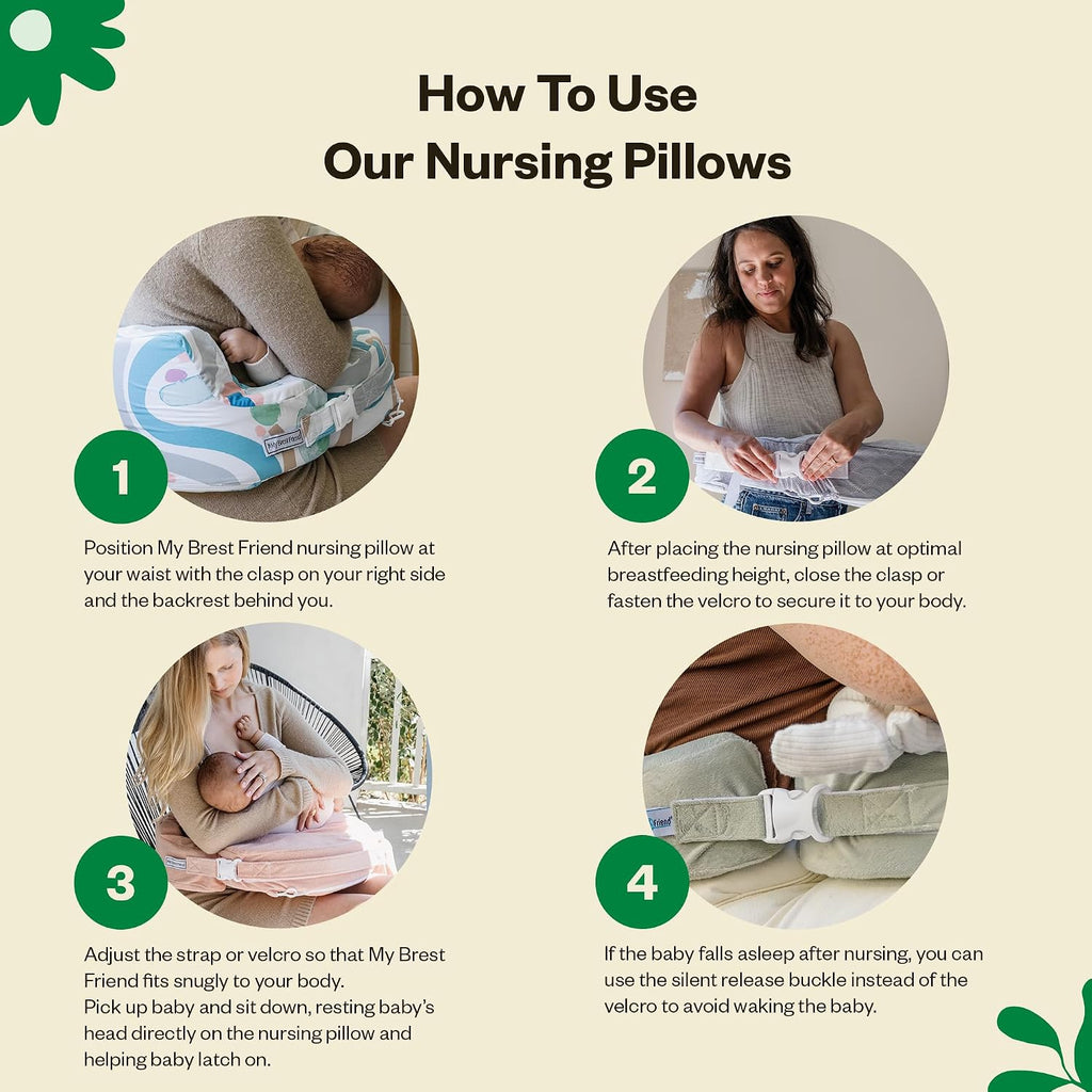 My Brest Friend Deluxe Organic Nursing Pillow 100% Organic Cotton Slipcover Ergonomic Breastfeeding Pillows Supports Both Mom and Baby…