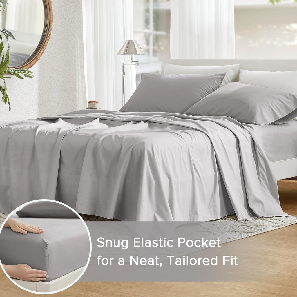 ComfortSpaces Comfort Spaces 100% Cotton Sheet Set Breathable, Lightweight, Soft with 12" Elastic Pocket Fits up to 14" Mattress, All Seaso…