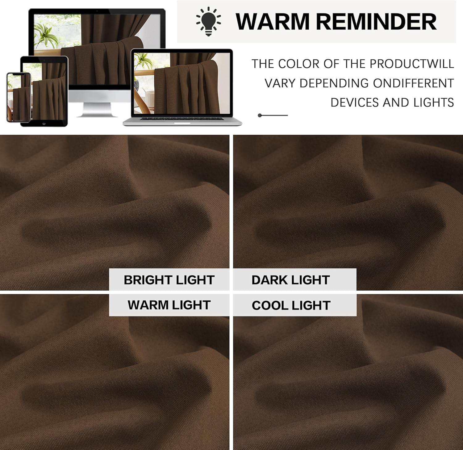 Keqiaosuocai Brown Linen Textured Blackout Curtains 120 Inches Long for Living Room, Light Blocking Canvas Look Curtain Drapes Chocolate Br…