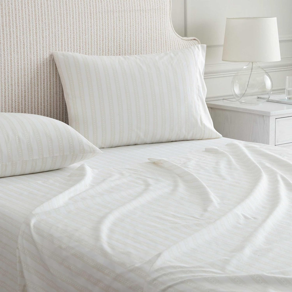 MarthaStewart Martha Stewart - Twin Size Sheets Set, Crisp & Tailored Cooling Sheets with a Smooth Cotton Percale Lightweight Feel - Bed Sh…