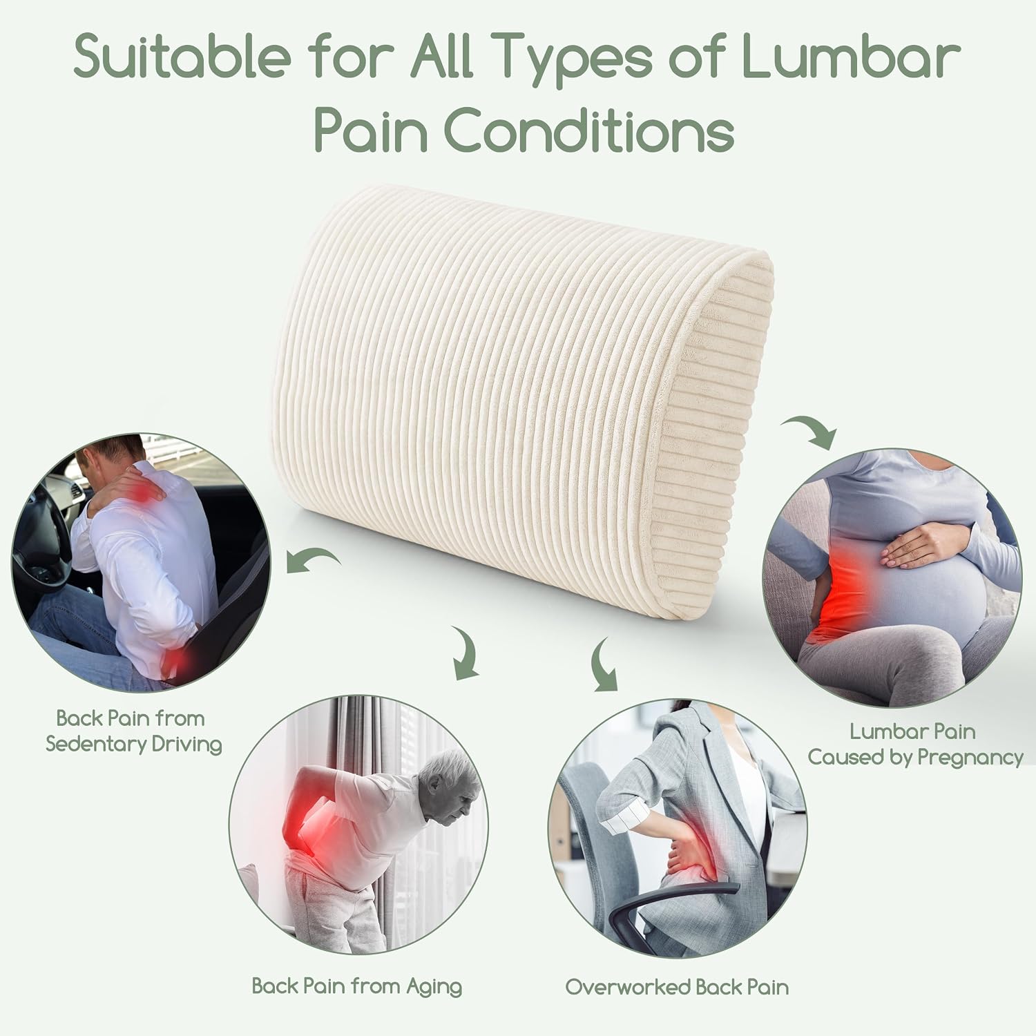 Higogogo Lumbar Support Pillow for Recliner Chair/Accent Chair/Couch, Large Memory Foam Back Support Cushion for Elderly, Recliner Cushions…
