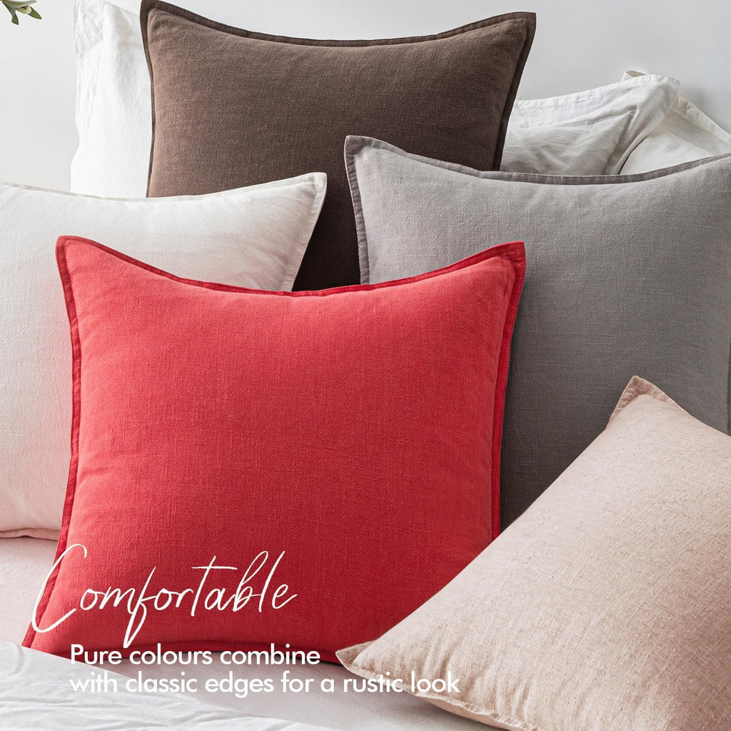 EMEMA Christmas Throw Pillow Covers Decorative Linen Pillow Covers 24x24 Inch Red Boho Farmhouse Neutral Couch Throw Pillows for Bed Pack…