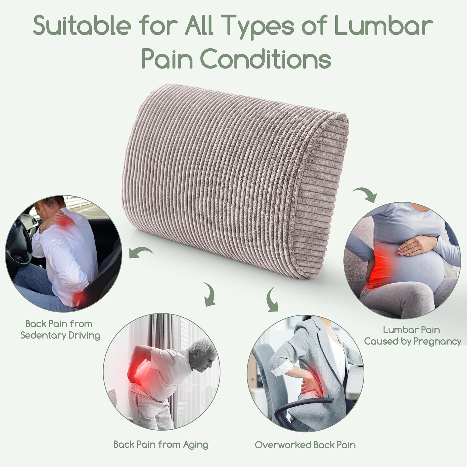 Higogogo Lumbar Support Pillow for Recliner Chair/Accent Chair/Couch, Extra Large Memory Foam Back Support Cushion for Elderly, Recliner Cu…