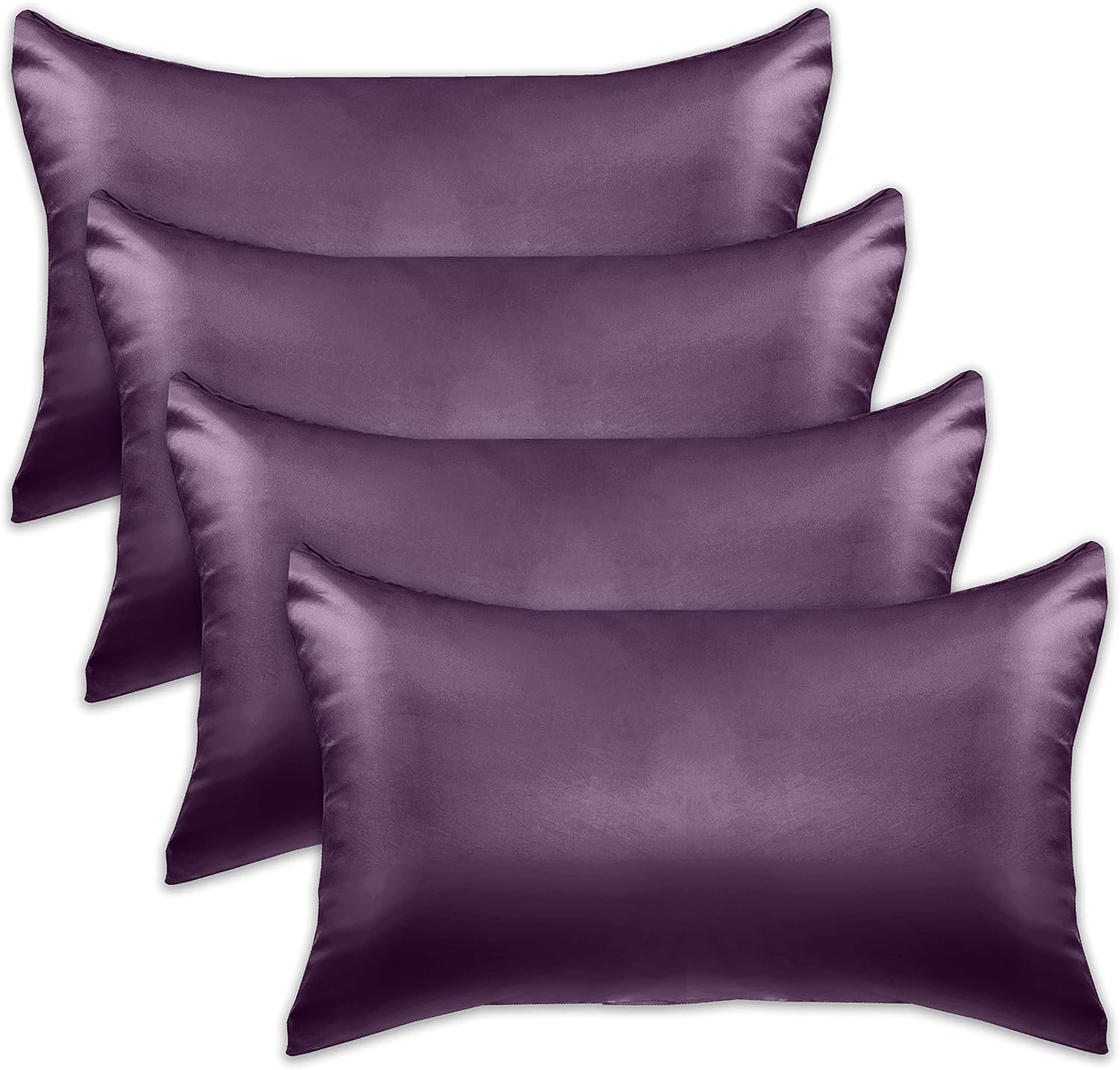 Elegantcomfort Elegant Comfort 4-Pack King Satin Pillowcase Set, Purple, 20" x 40"
