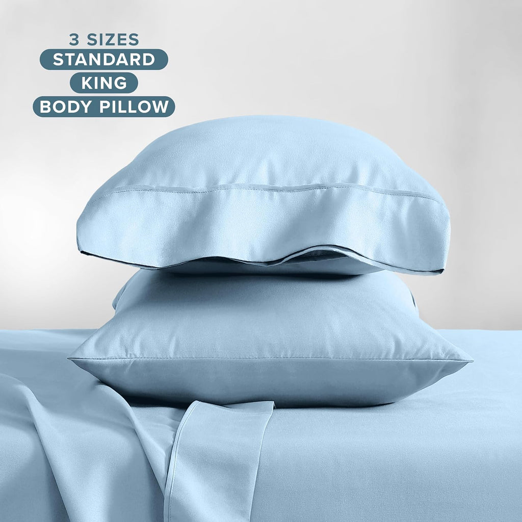 BareHome Bare Home Microfiber Pillow Cases - King Size Set of 2 - Cooling Pillowcases - Double Brushed - Light Blue Pillowcases 2 Pack - Ea…