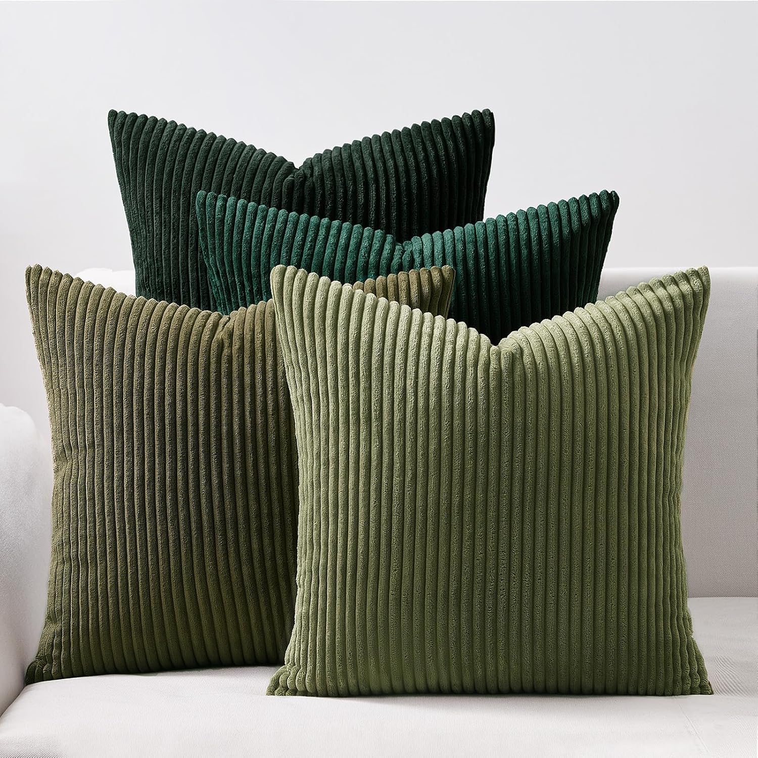 Topfinel Corduroy Throw Pillow Covers Pack of 2 Gray 16"x16" No Insert with Hidden Zipper | Decorative Cushion Covers for Fall, Halloween,…