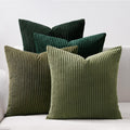 Topfinel Christmas Decorative Throw Pillow Covers Green Series, Winter Fluffy Corduroy Striped Euro Pillows Shams for Couch Bed Bedroom, West…
