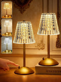 Upgraded Nightstand Lamps Set of 2, 3 Colors Dimmable Crystal Table Lamp Gold Lamp, Touch Lamp Bedroom Lamps, Rechargeable Small Lamp…