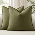 Anroduo Pack of 2 Decorative Linen Pillow Covers Green Neutral Farmhouse Boho Soild Cushion Case Soft Accent Pillowcase for Couch Sofa Bedr…