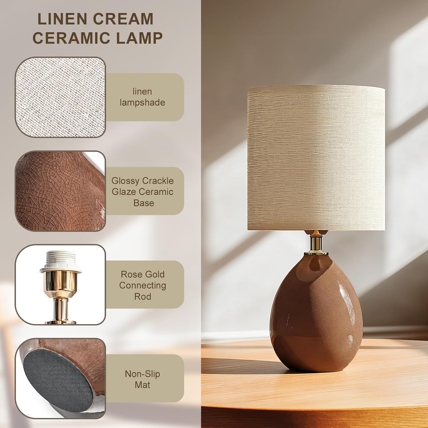 Dawnwake 18.5" Table Lamp Set of 2 for Living Room Bedroom, Bedside Lamps for Night Stands, Desk Nightstand Lamp Dimmable, Modern Linen…