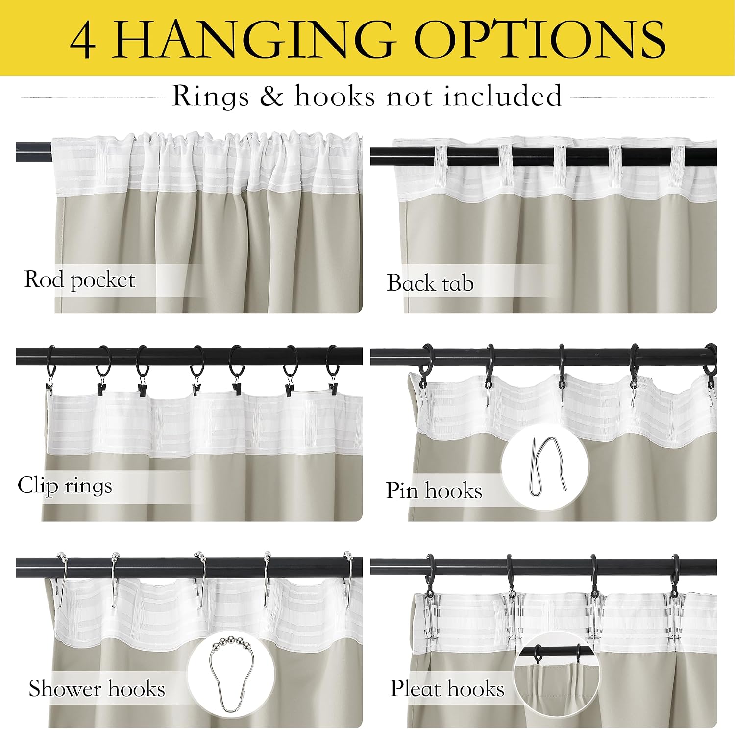 Nicetown Natural Curtains 108" Length for Living Room, Room Darkening Drapes Thermal Insulated Luxury and Thick Window Ceiling Panels for F…