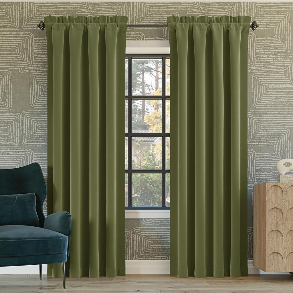 Sun Zero Oslo Theater Grade Extreme 100% Blackout Rod Pocket Curtain Panel, 52" x 95", Sage Green