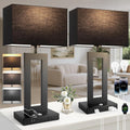 27.2’’ Tall Black Table Lamps for Living Room Bedroom, Bedside Touch Control Lamps with 2 USB Ports&AC Outlet, 3 Color Temp.&Stepless…