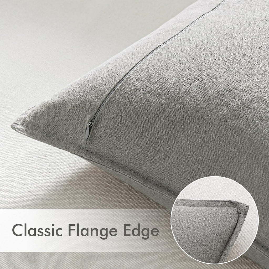 EMEMA Decorative Linen Throw Pillow Covers 20x20 Inch Light Grey Boho Farmhouse Neutral Couch Throw Pillows for Bed Pack of 2 Accent…