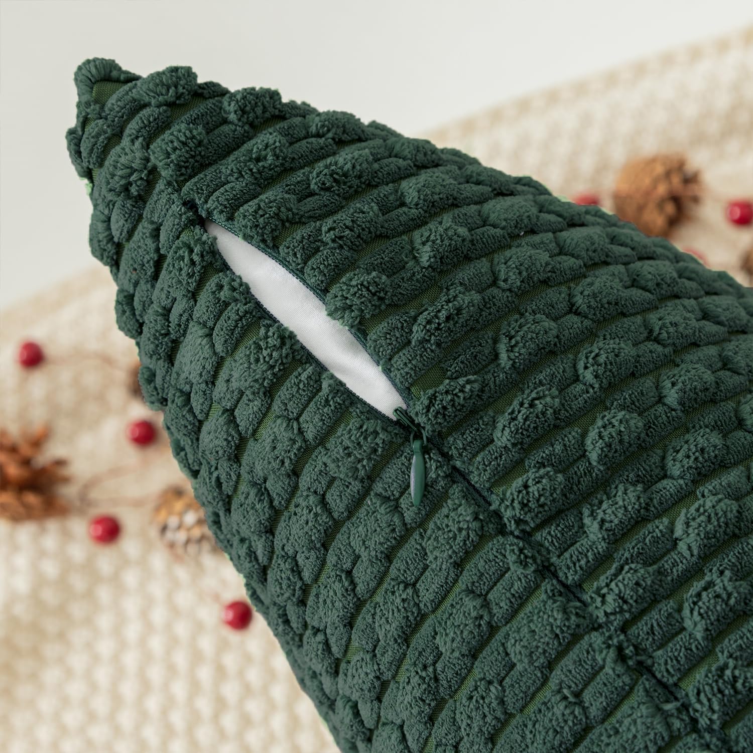 KevinTextile Kevin Textile 12x24 Inch Pillow Cover 1 Pack Boho Christmas Decorative Soft Striped Corduroy Lumbar Farmhouse Color Accent Rec…