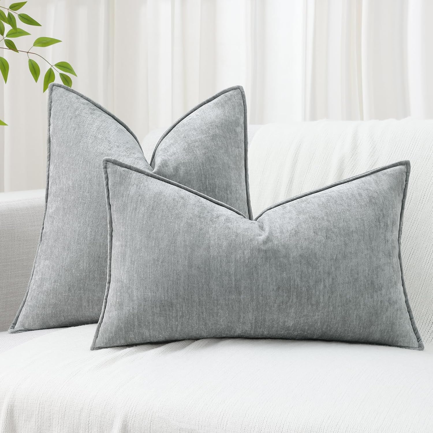 decorUhome Summer Couch Throw Pillow Covers 18x18 Set of 2, Decorative Soft Velvet Modern Cozy Chenille Pillow Cases with Elegant Design fo…
