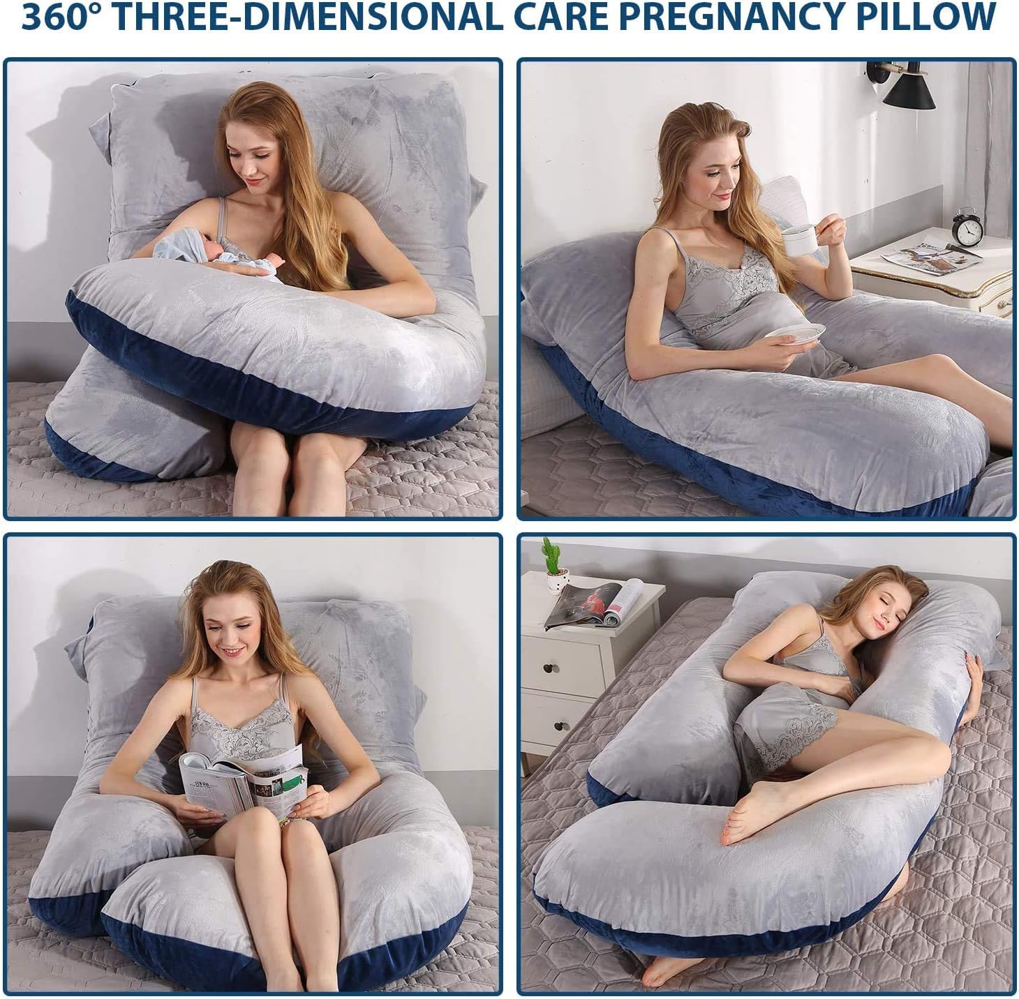 U-Shaped Full Body Pregnancy Pillow for Sleeping – 57" Maternity Pillow with Removable Cover, Support for Back, Legs, Belly & Hips…