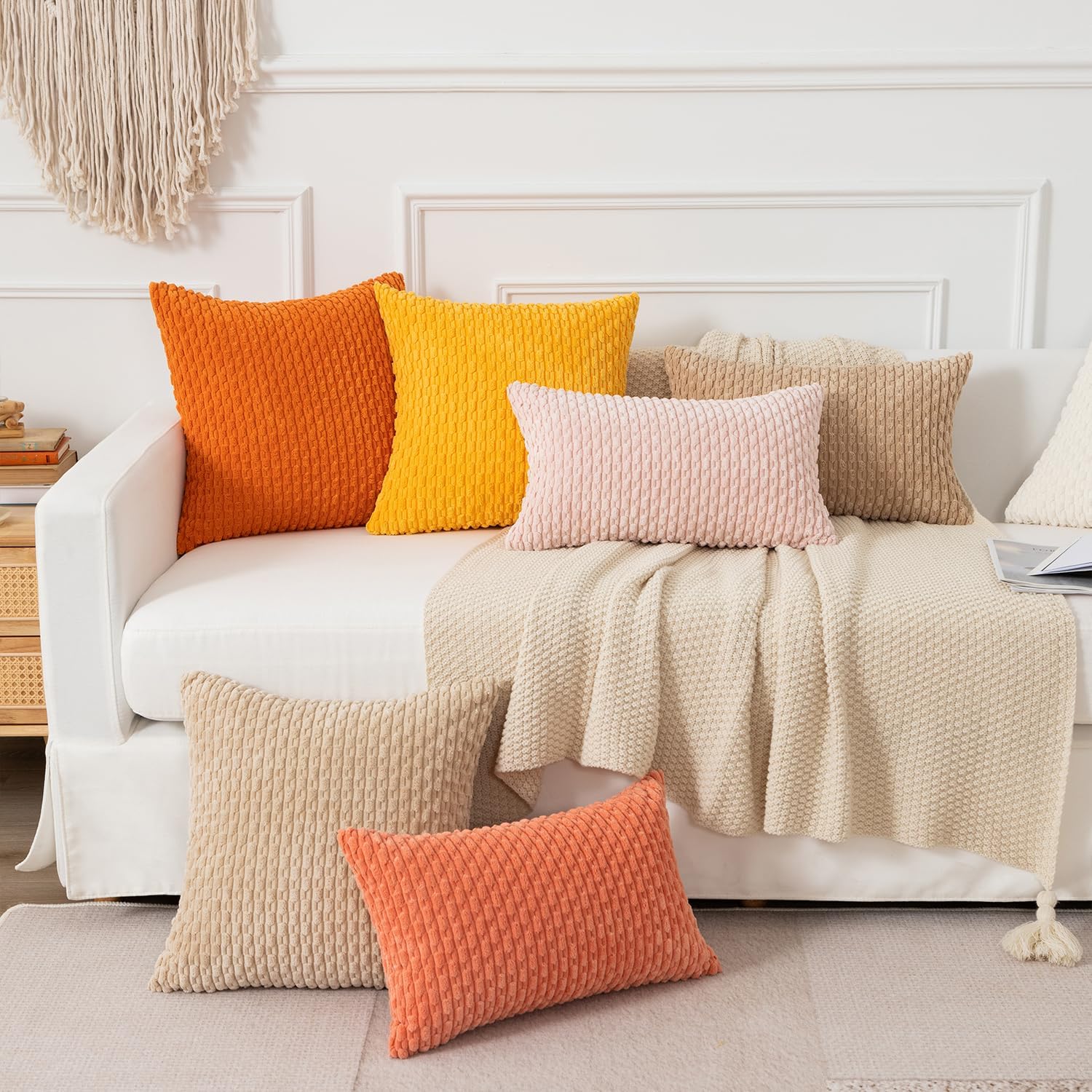KevinTextile Kevin Textile Valentines Day 12x24 Inch Pillow Cover 1 Pack Boho Decorative Soft Striped Corduroy Lumbar Farmhouse Accent Rect…