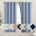 NICETOWN Stone Blue Vintage Linen 100% Blackout Curtains for Living Room, Thermal Insulated Curtains 63" Long, Noise Reducing Window…