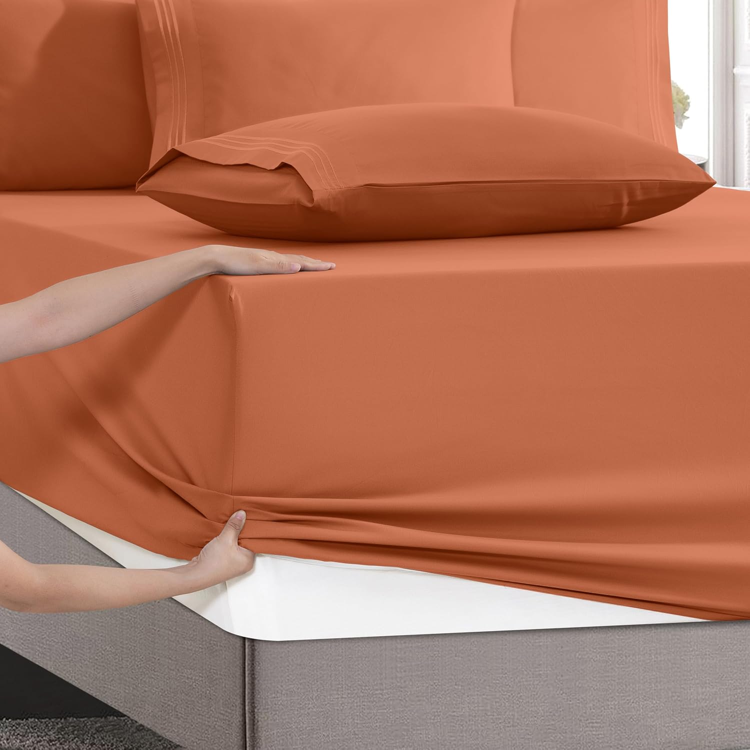 MocassiLuxuryBedding Mocassi Luxury 6-Piece Sheet Set, Ultra Soft 1800 Hotel Quality Microfiber Sheet Set, Fits Mattresses Up to 18 to 24 I…