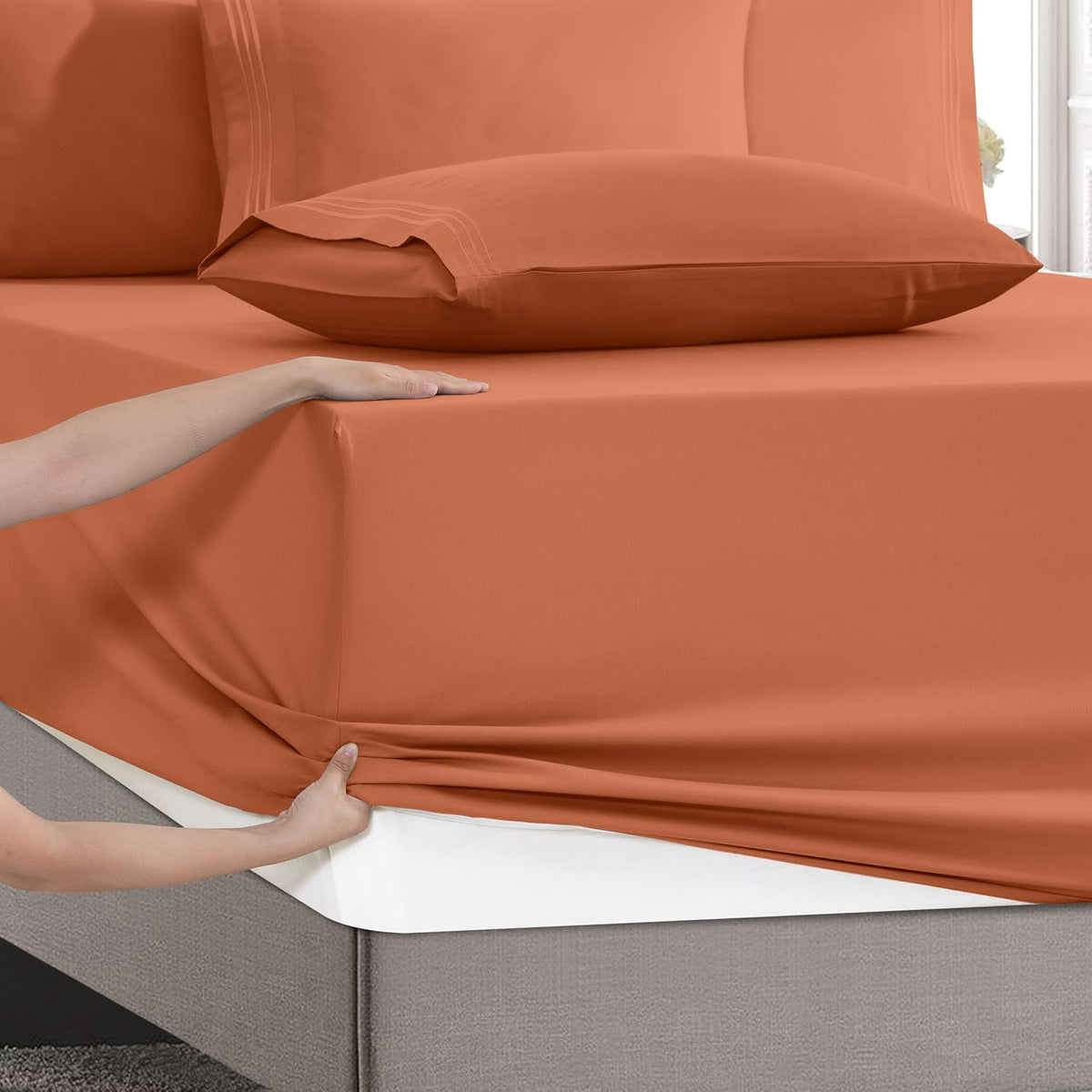 MocassiLuxuryBedding Mocassi Luxury 6-Piece Sheet Set, Ultra Soft 1800 Hotel Quality Microfiber Sheet Set, Fits Mattresses Up to 18 to 24 I…