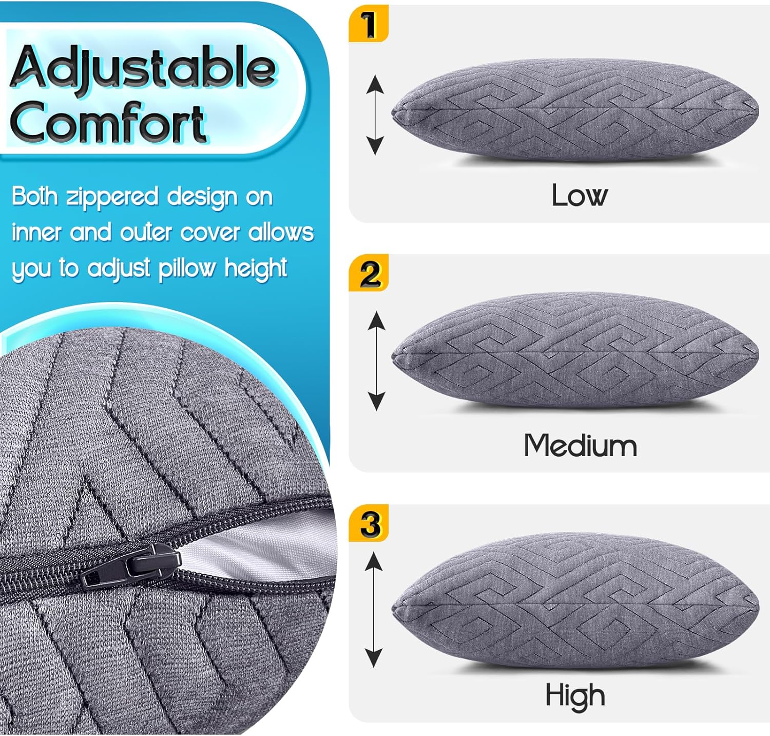 1 MIDDLE ONE Travel Pillow for Sleeping Camping, Memory Foam Small Pillow with Breathable Cover for Backpacking, Airplane, Car (15.5 X 12…