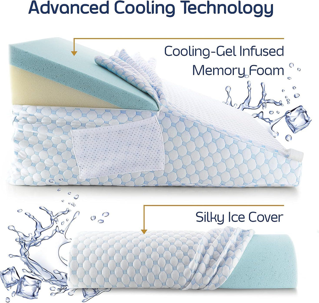Nestl Bed Wedge Pillow - Wedge Pillow for Sleeping to Reduce Acid Reflux, Wedge Pillows for After Surgery 8-in-1 Triangle Pillow Wedge, Coo…