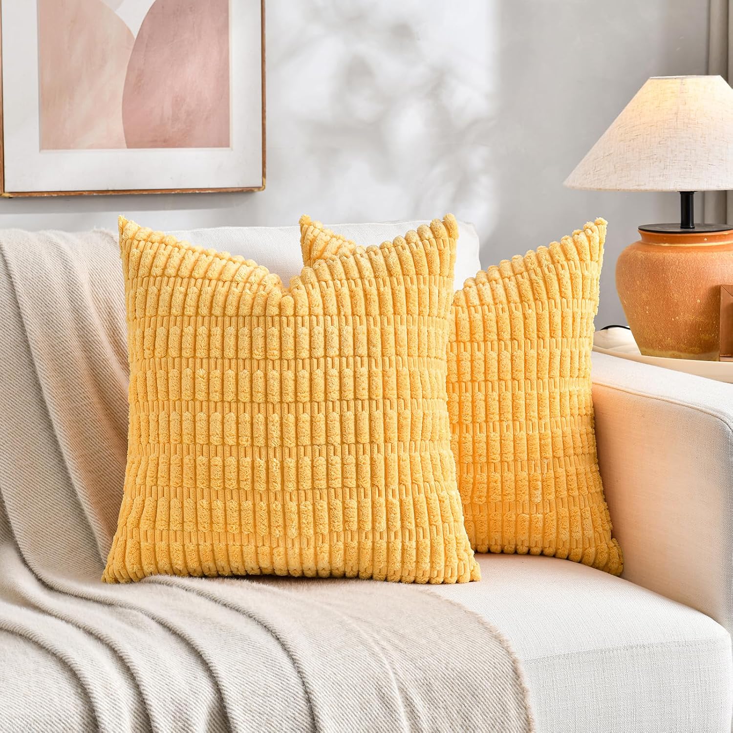 Fancy Homi 4 Packs Decorative Throw Pillow Covers for Living Room Couch Bed, Modern Farmhouse Boho Home Décor Accent Cushion Case, 20" x…