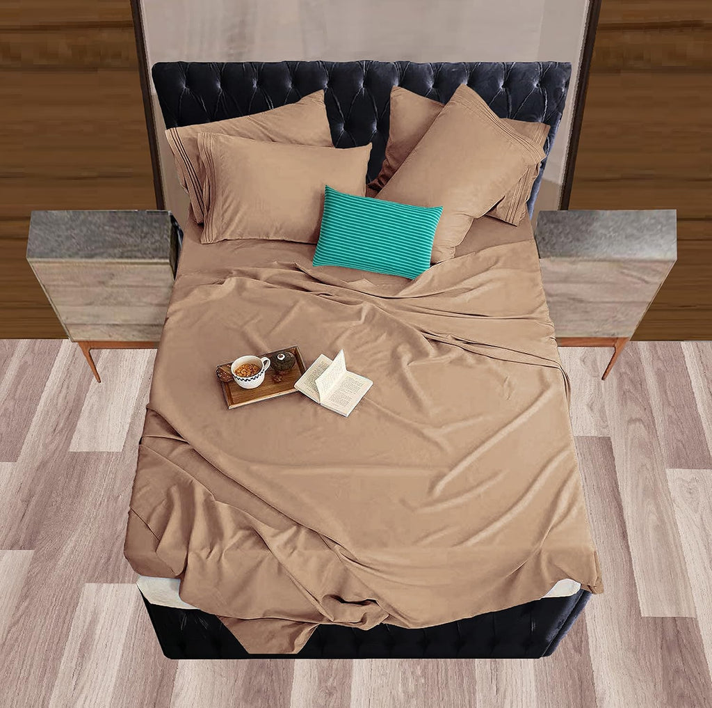 MocassiLuxuryBedding Mocassi King Sheet Set - Luxury Hotel 1800 Premier Bedding Sheets & Pillowcases - Ultra Soft Breathable & Cooling Bed…