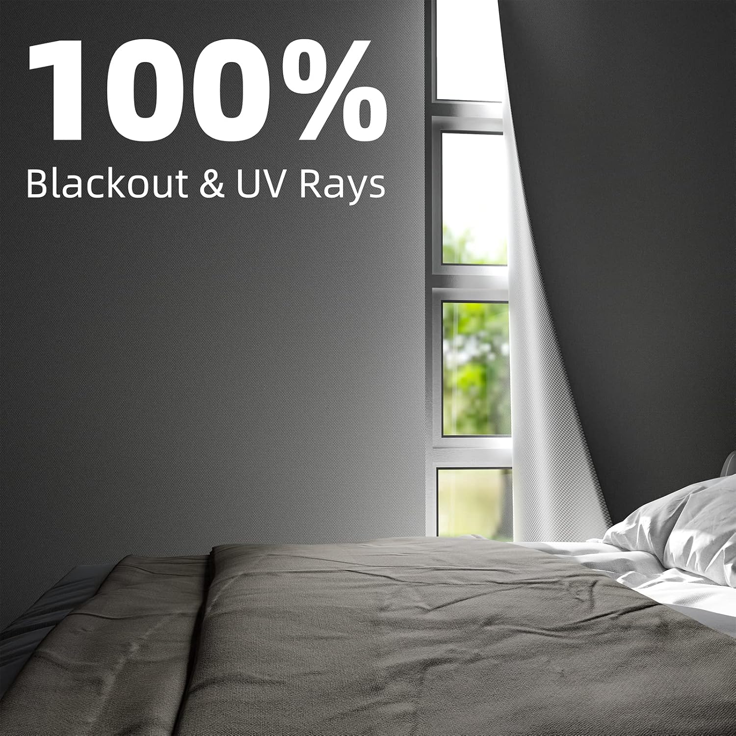 Nighton Portable Blackout Curtains 120"×59", Strong Hook and Loop Tape Strips with Adhesive, Cuttable Blackout Window Cover, 100% Black Out…