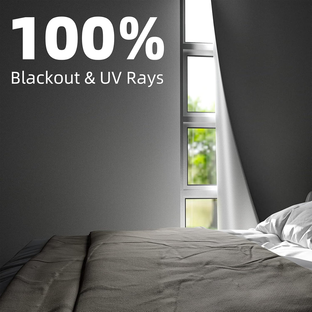 Nighton Portable Blackout Curtains 100"×59", Strong Hook and Loop Tape Strips with Adhesive, Cuttable Blackout Window Cover, 100% Black Out…