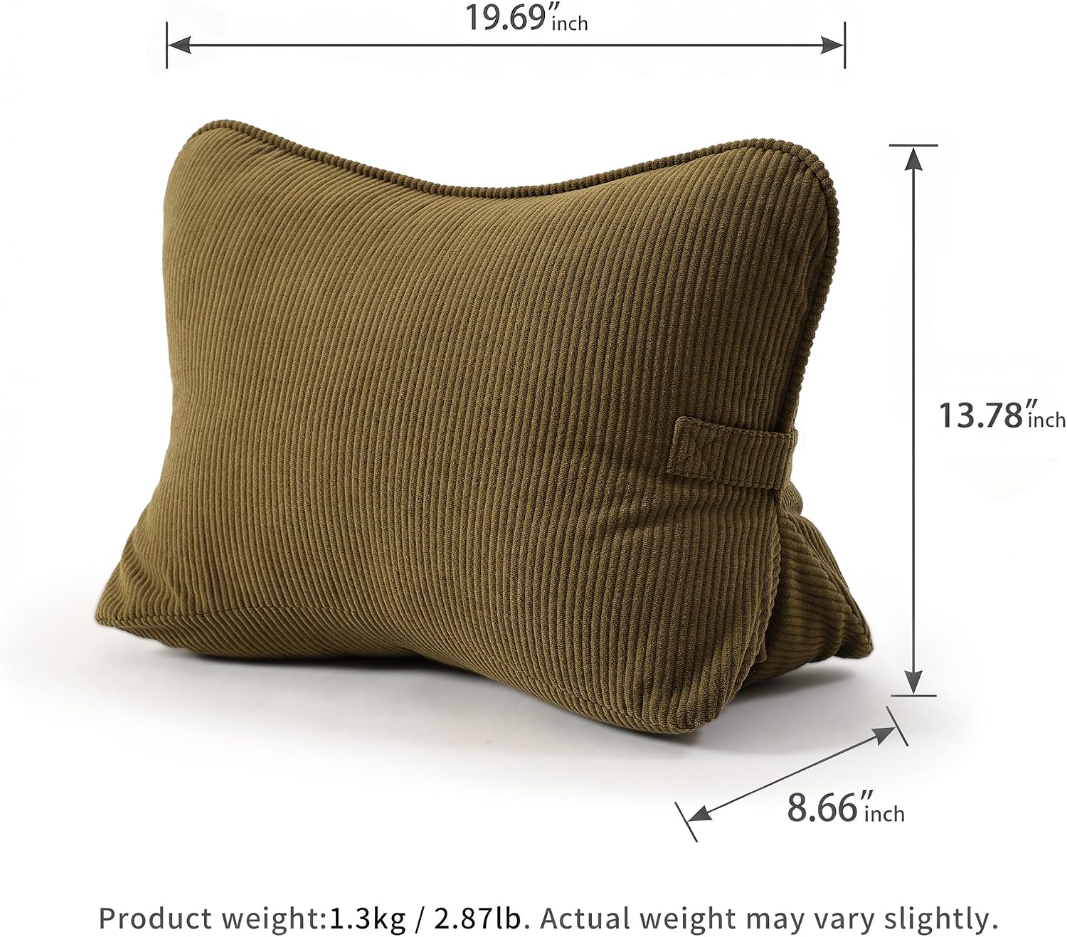 Ailuteie Pat. Pend. Corduroy Triangle Back Pillow with Lumbar Support, Sitting Support Cushion for Bed or Sofa, Relaxing Backrest Pillow, M…
