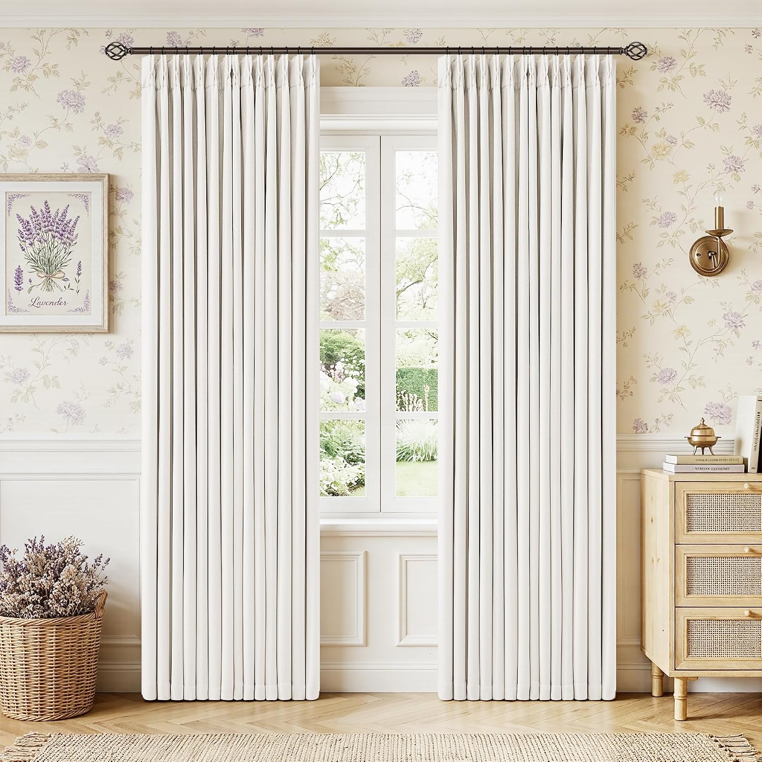 Twodrapes 80 Inch Pinch Pleated Blackout Linen Curtains for Bedroom 2 Panels Memory Trained 100% Black Out Soundproof Living Room Darkening…