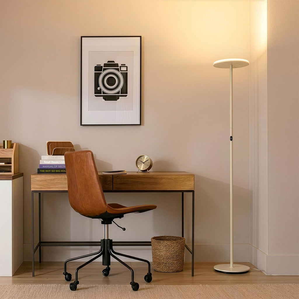 Brightech Sky LED Floor lamp, Torchiere Super Bright Floor Lamp for Living Room Decor & Office - Dimmable, Tall Standing Lamp with Warm…