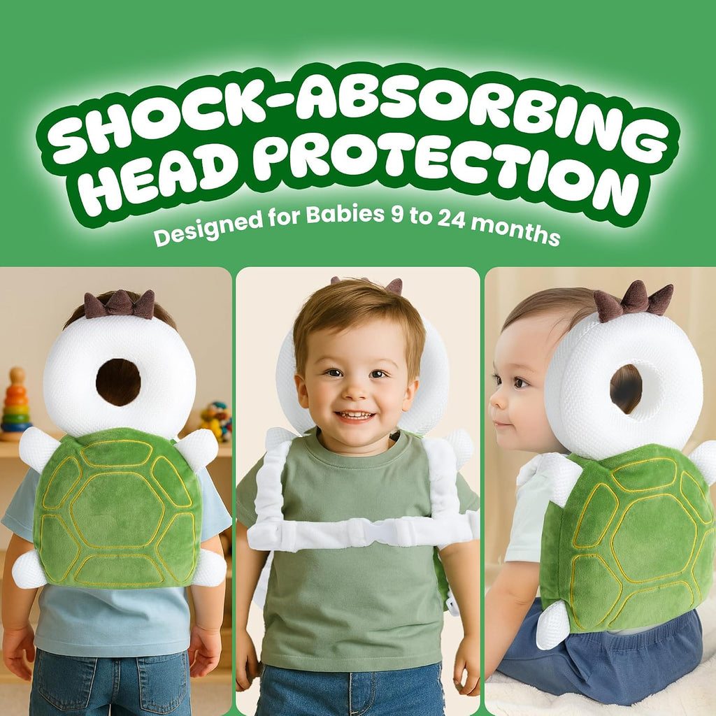 Baby Head Protector Backpack (9 to 24 Months) - Cute Head Guard Pillow with Knee Pads and Socks, Baby Shower Gift, Baby Safety Set…