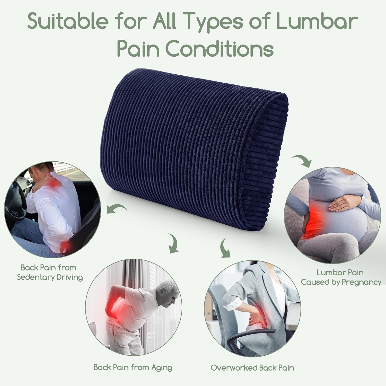Higogogo Lumbar Support Pillow for Recliner Chair/Accent Chair/Couch, Large Memory Foam Back Support Cushion for Elderly, Recliner Cushions…