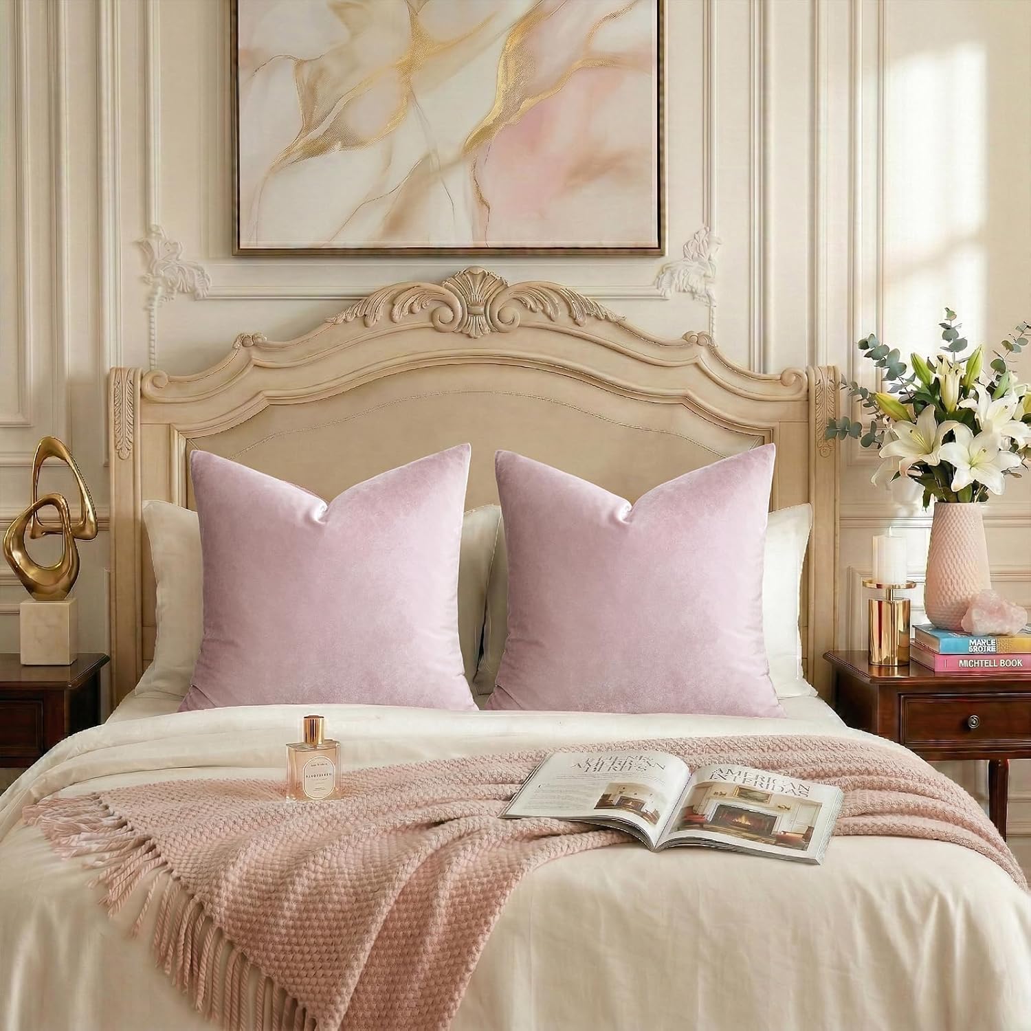 GIGIZAZAFocusingonhomedecoration GIGIZAZA Decor Throw Couch Pillow Covers, Set o 2 Sweet Lilac Sofa Cushion Pillow Covers, Velvet Pillow Case…