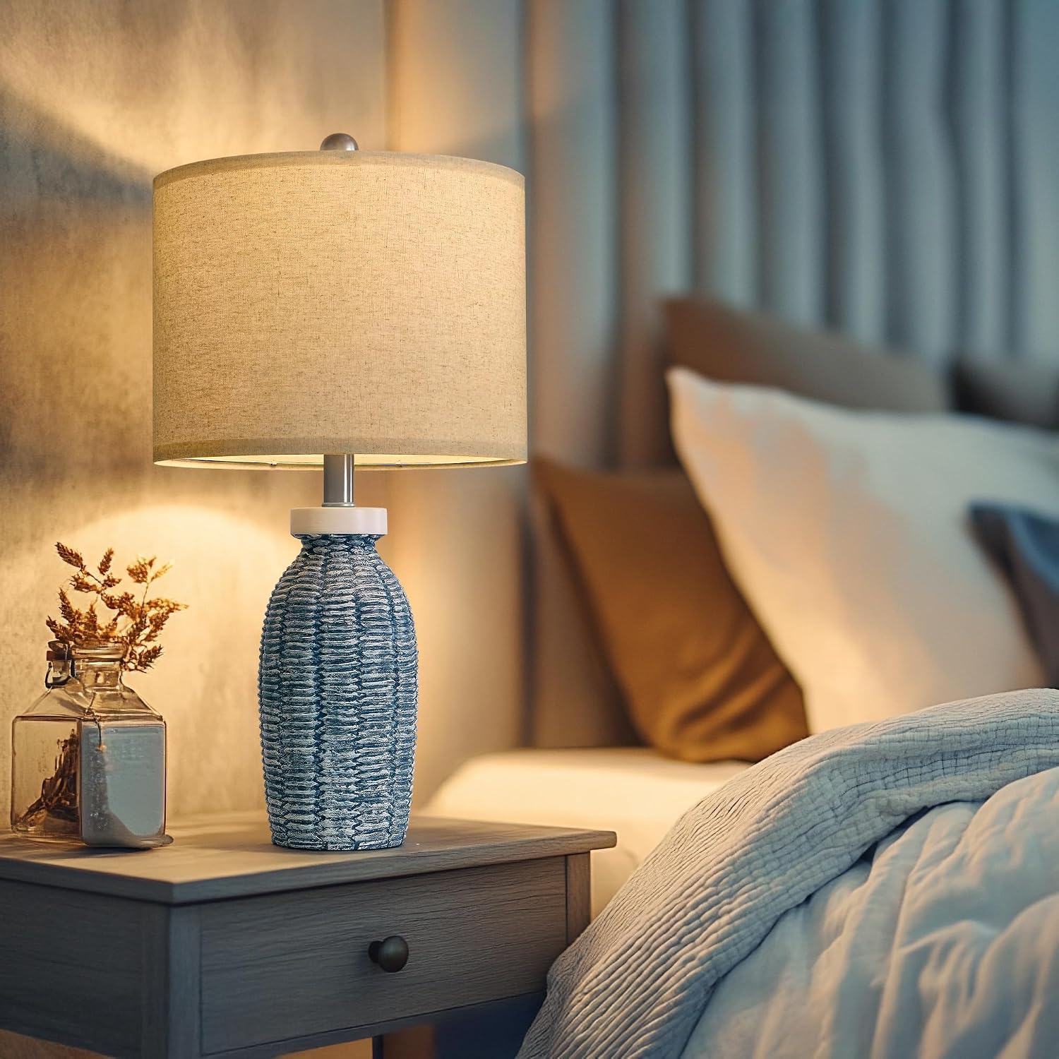 G-SAFAVA 22.75" Table Lamps for Bedroom Living Room Boho Lamp Set of 2 Farmhouse Lamp Bedside Nightstand Small Rustic Vintage Retro…