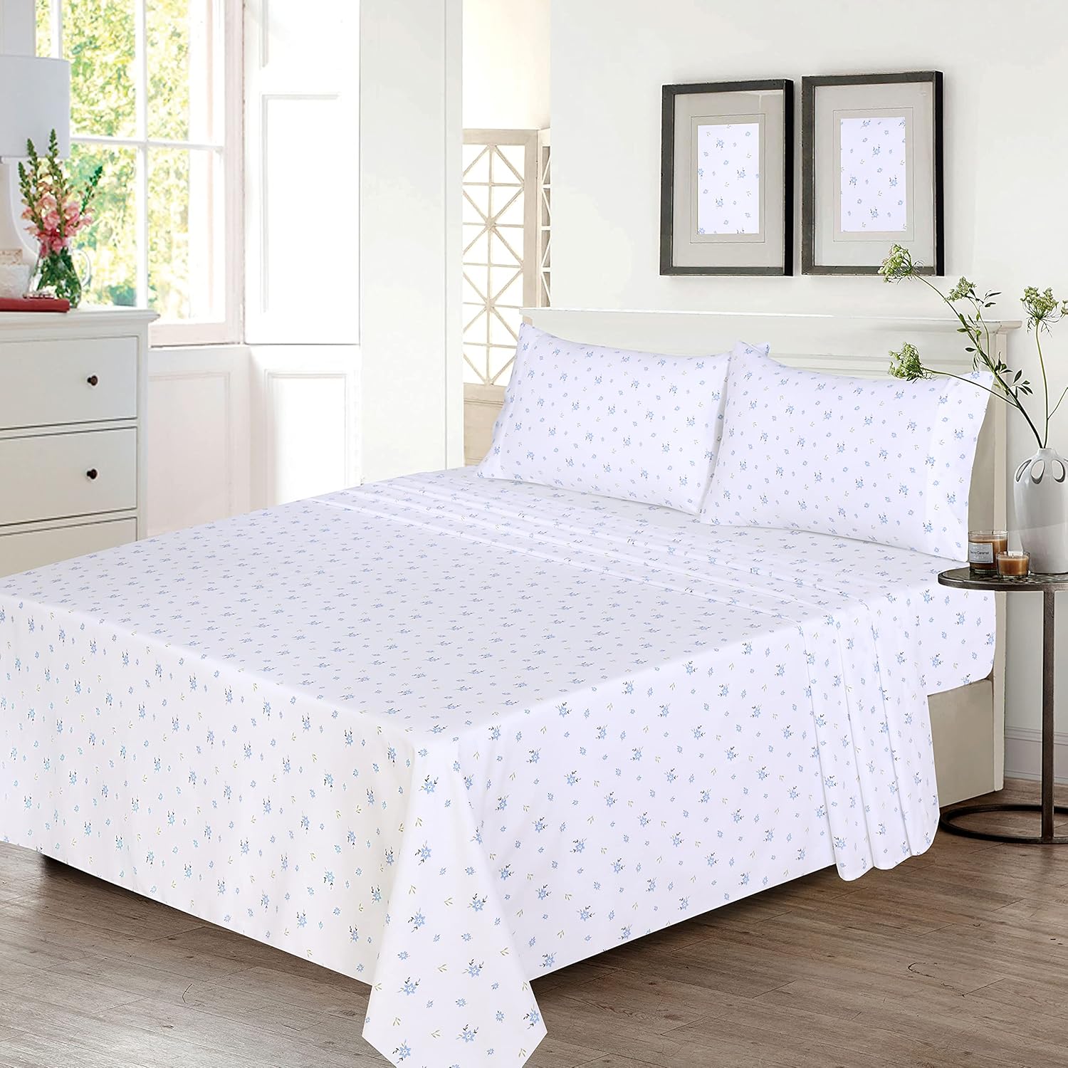 Ruvanti 100% Cotton Percale Sheets King Size – Crisp Cooling Bed Sheets for Hot Sleepers, Deep Pocket 16”, Soft Breathable & Durable Hotel-…