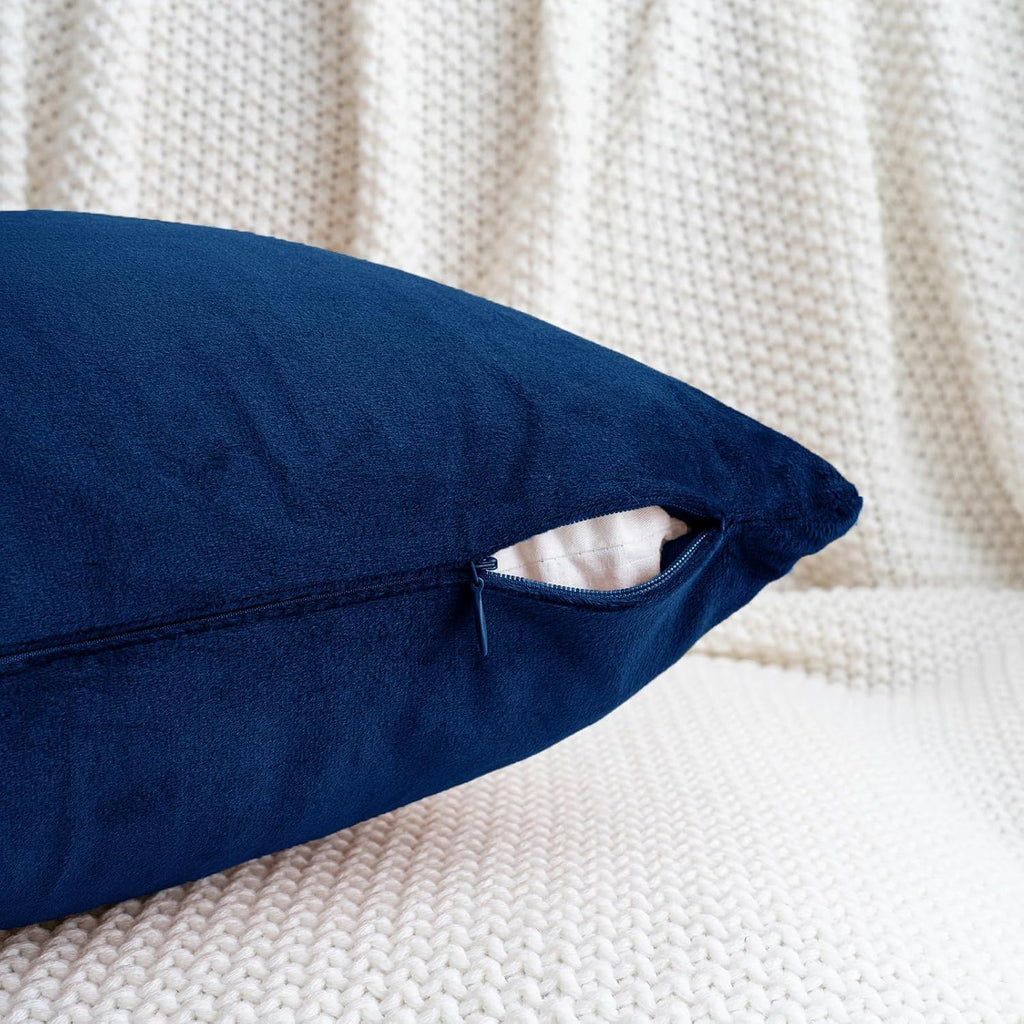 HWY 50 Navy Blue Velvet Throw Pillow Covers 20x20 Inch, Pack of 2 Soft Cozy Solid Decorative Luxury Cushion Cases for Couch Sofa Bed…
