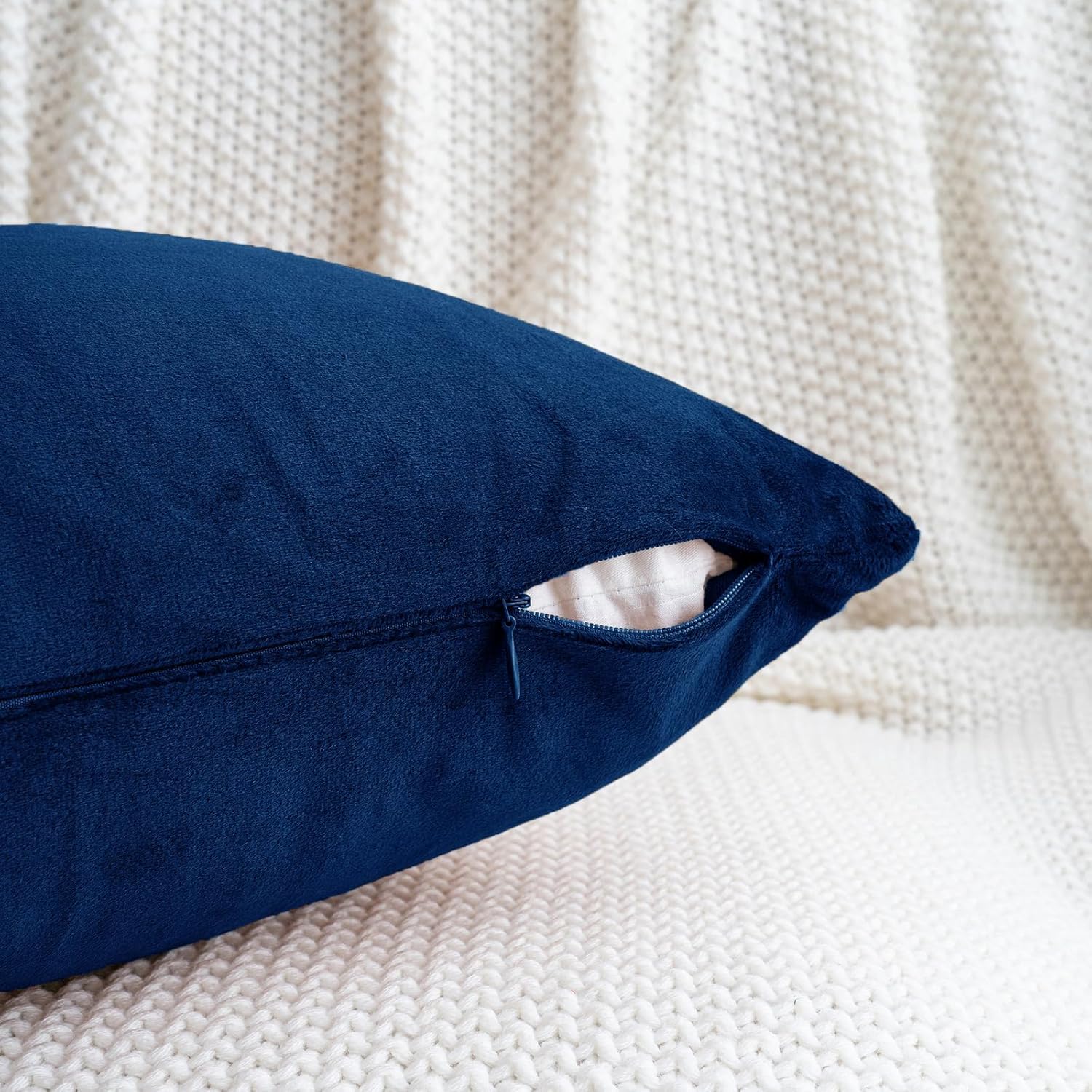 HWY 50 Navy Blue Velvet Throw Pillow Covers 20x20 Inch, Pack of 2 Soft Cozy Solid Decorative Luxury Cushion Cases for Couch Sofa Bed…