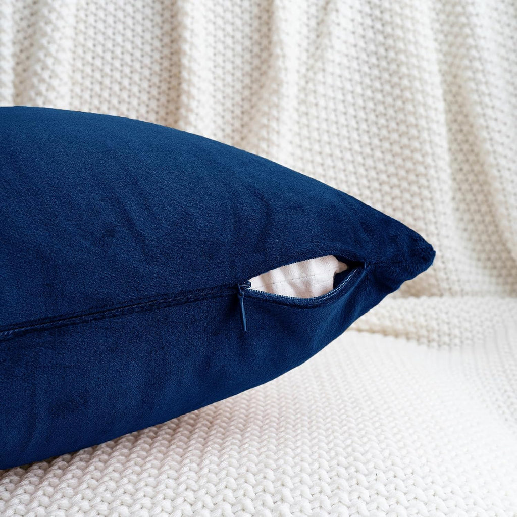 HWY 50 Navy Blue Velvet Rectangular Throw Pillow Covers 12x20 Inch, Pack of 2 Soft Cozy Solid Decorative Luxury Cushion Cases for Couch…