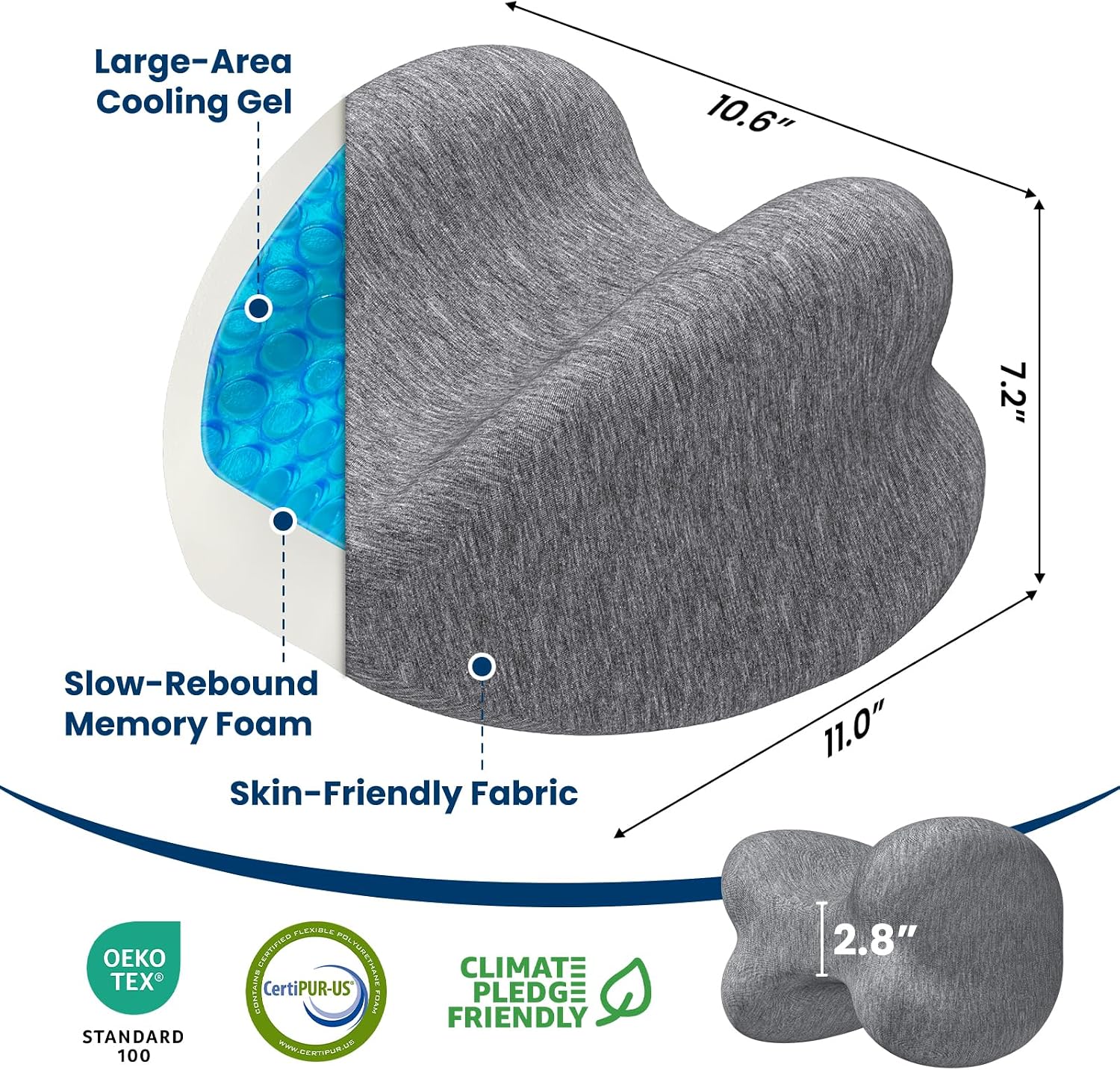Knee Pillow for Side Sleepers - Cooling Gel Memory Foam Leg Pillow for Side Sleeping, Heart-Shaped Between Legs Cushion for Pressure…