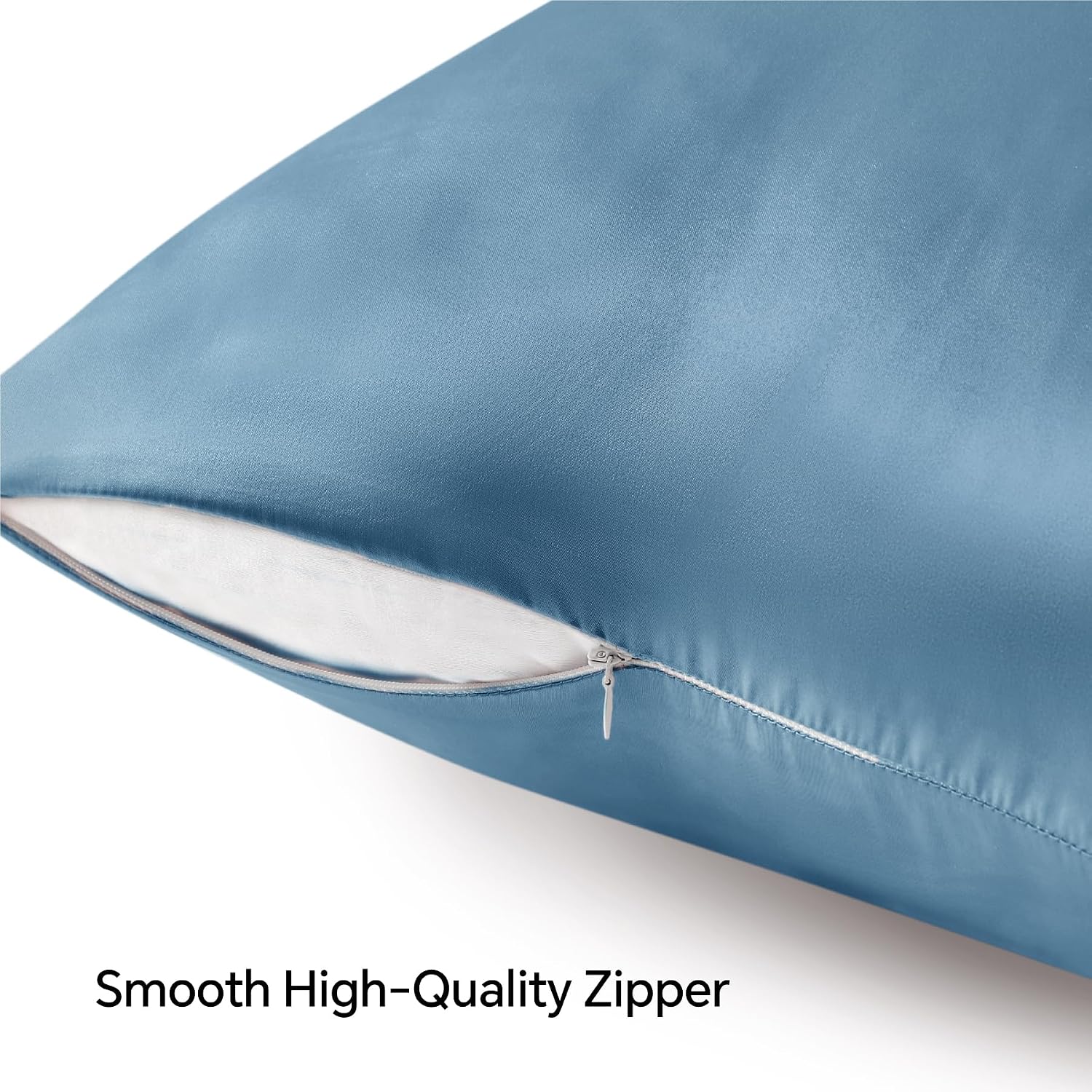 Bedelite Satin Pillowcase with Zipper, Airy Blue Pillow Cases Queen Size Set of 2, Super Soft and Cooling Similar to Silk Pillow Cases, Gif…