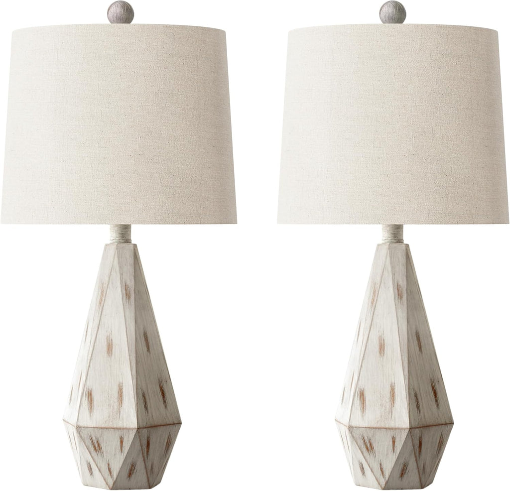 PoKat 23'' Farmhouse Table Lamps Set of 2, Beige Rustic Lamps for Living Bedroom Night Stands, Bedside Nightstands Living Room Table…