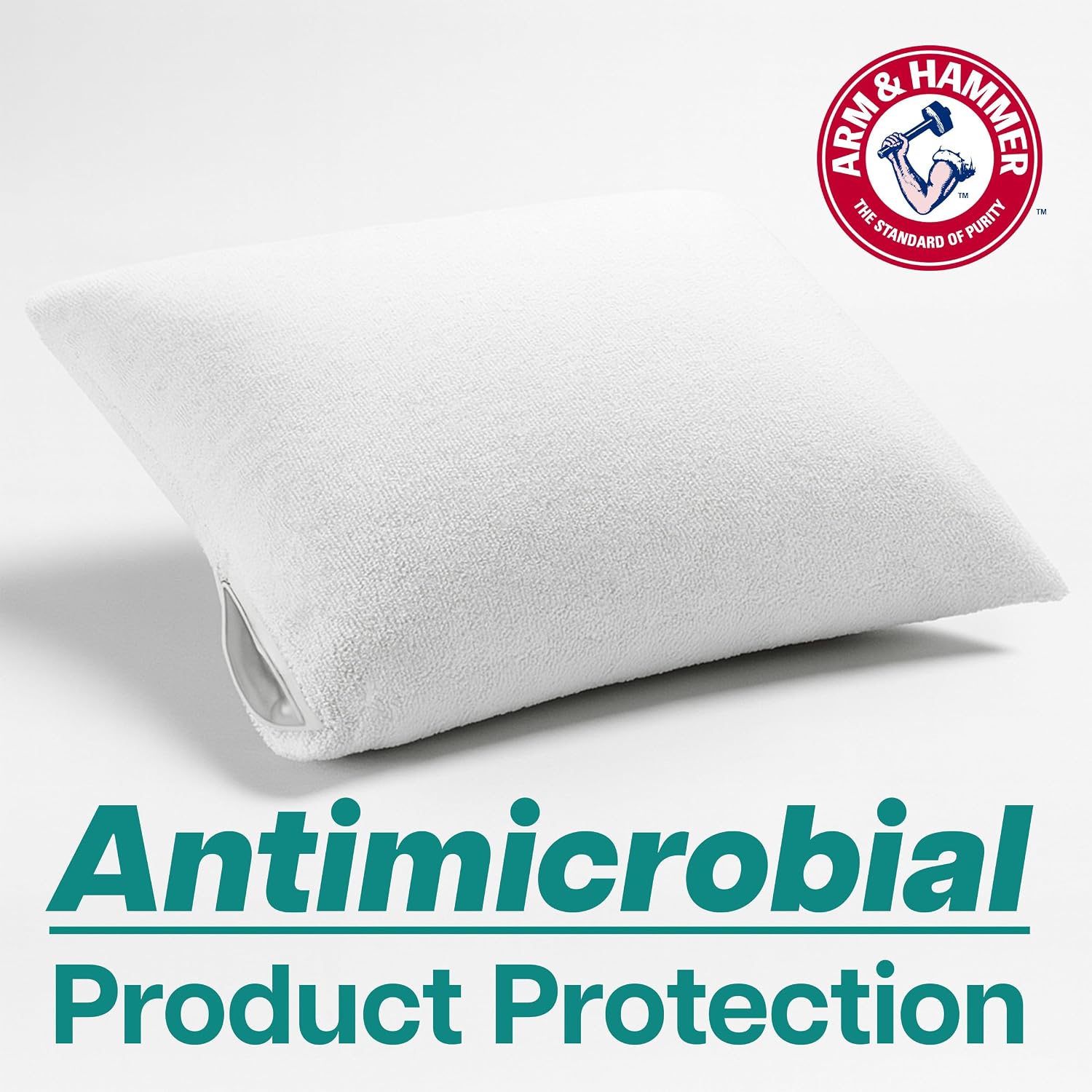 Armhammer Arm & Hammer Soft Terry Body Pillow Protector, Waterproof, Zipper Closure, White, King, 2-Pack White
